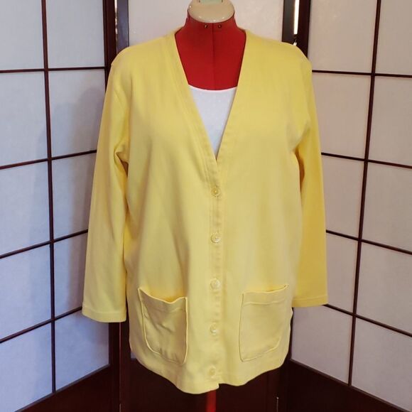 Lands' End Canary Yellow Button Up Jacket - Picture 1 of 6